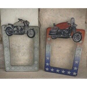 2 Harley Davidson Picture Frames, Size Small, 4.5" By 3.2", Read